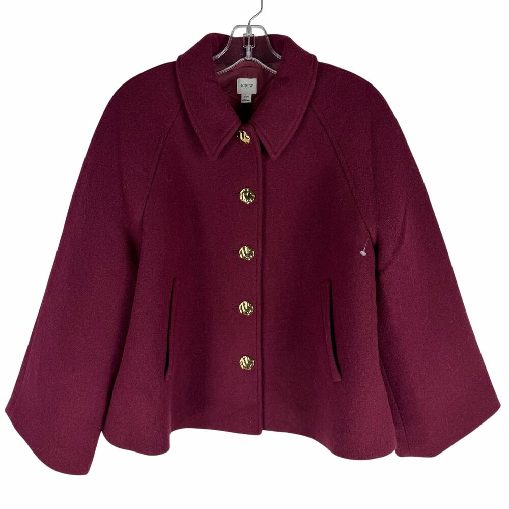 J. Crew Cropped Wool Blend Swing Coat Vintage Burgundy Size M Petite - Picture 4 of 12